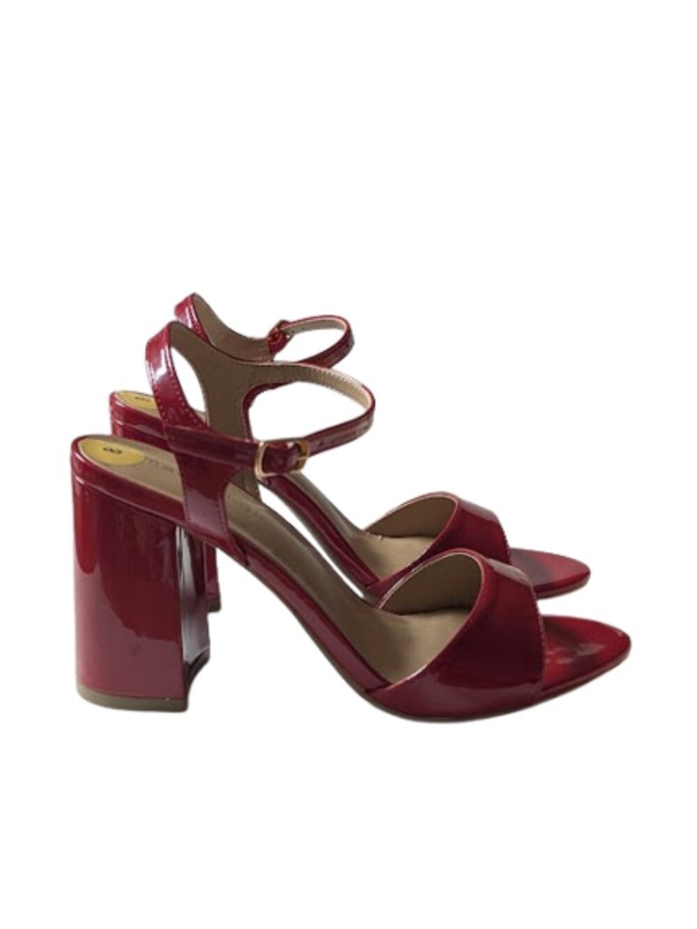Madden Girl Red Glossy Ankle Strap Block Heel Open Toe Sandals Size 8 NWOB